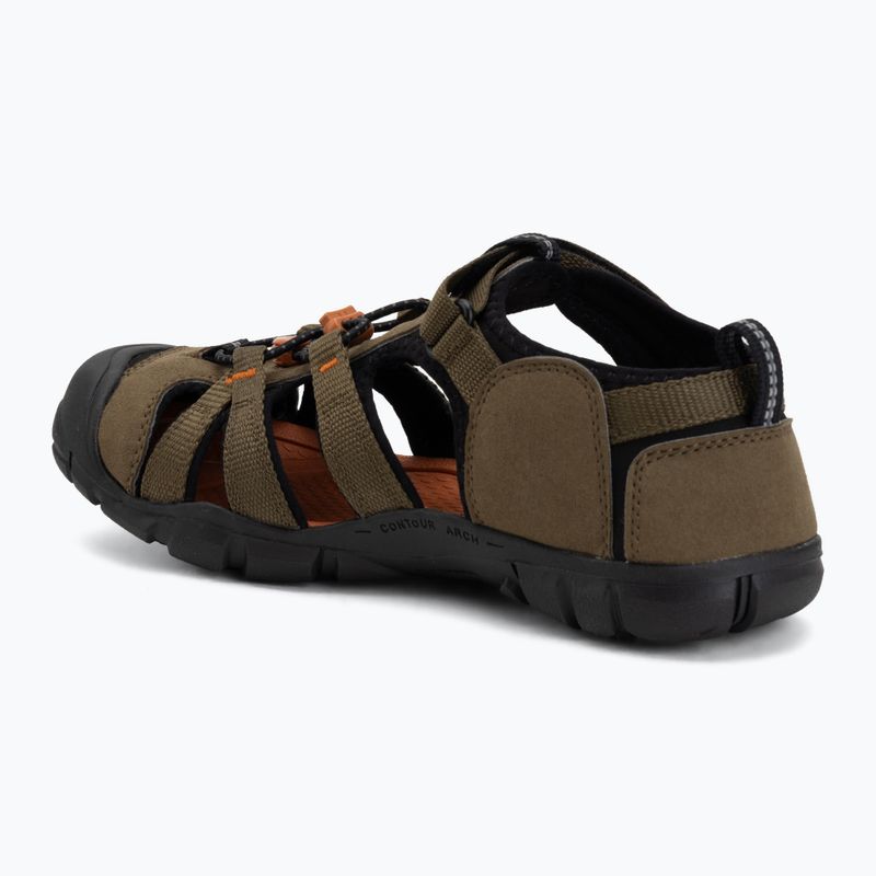Juniorské sandále KEEN Seacamp II CNX dark olive/gold flame 3