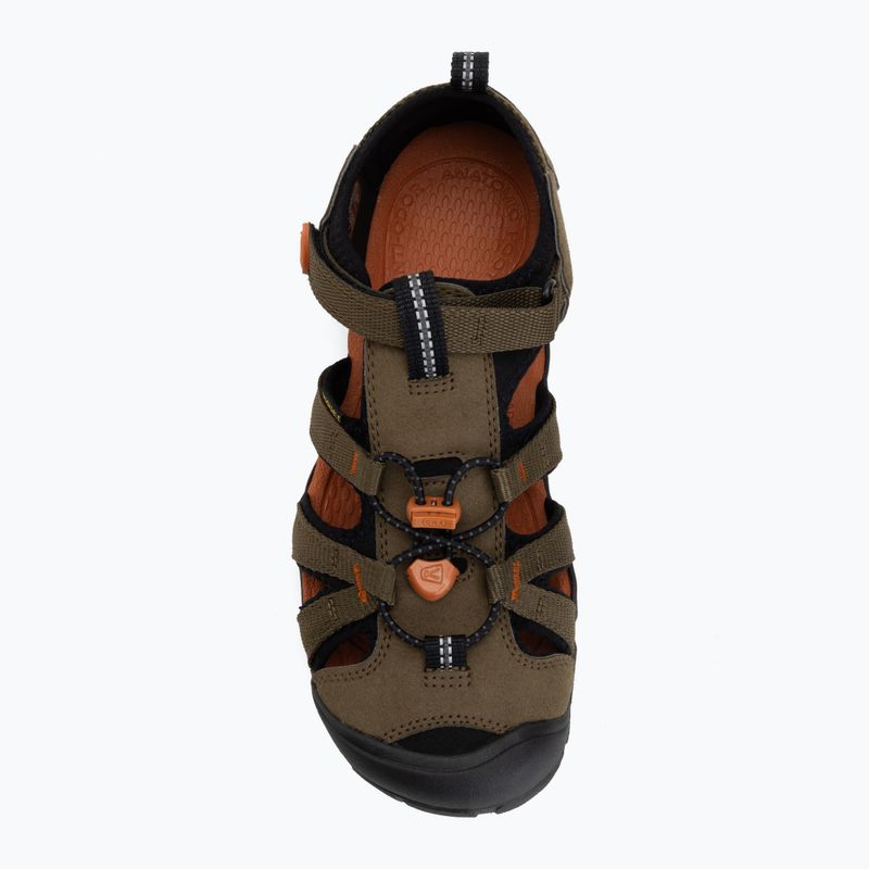 Juniorské sandále KEEN Seacamp II CNX dark olive/gold flame 5