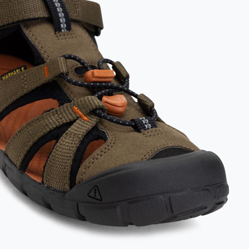 Juniorské sandále KEEN Seacamp II CNX dark olive/gold flame 7