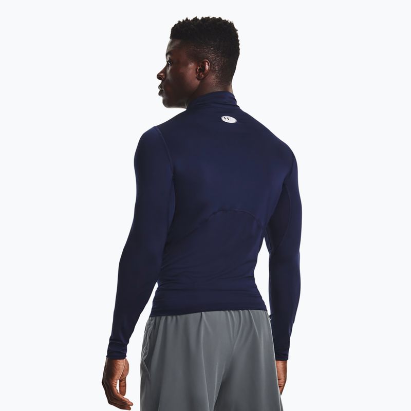 Pánske tričko longsleeve Under Armour Heat Gear Mock midnight navy/white 3