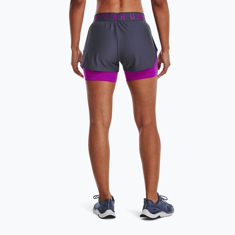 Under Armour Play Up dámske tréningové šortky 2 v 1 námornícka modrá a fialová 1351981 2