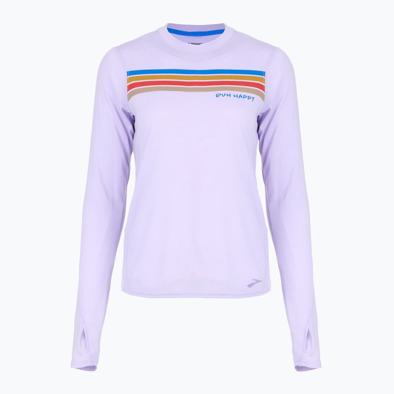 Dámske bežecké tričko Brooks Distance Graphic LS heather violet dash/stripe