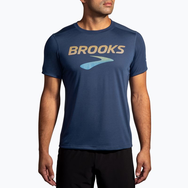 Pánske bežecké tričko Brooks Distance 3.0 blue slate/br logo