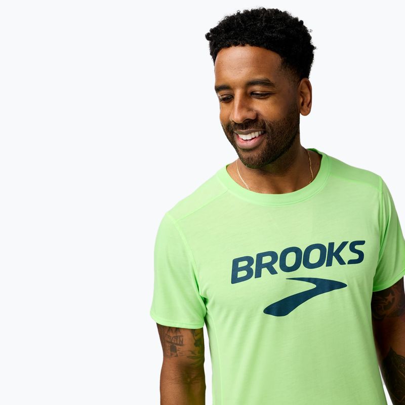 Pánske bežecké tričko Brooks Distance 3.0 neo limeade/brooks logo 4