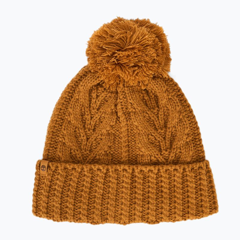 Dámska zimná čiapka Timberland Cable Premium Pom Beanie wheat