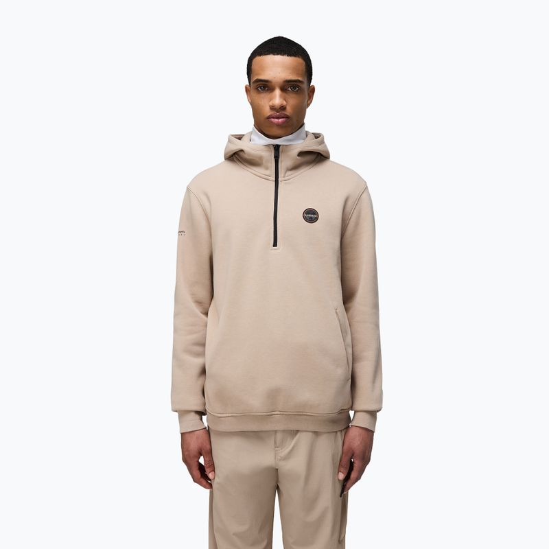 Pánska mikina Napapijri B-Badge Half Zip Hooded beige rocky