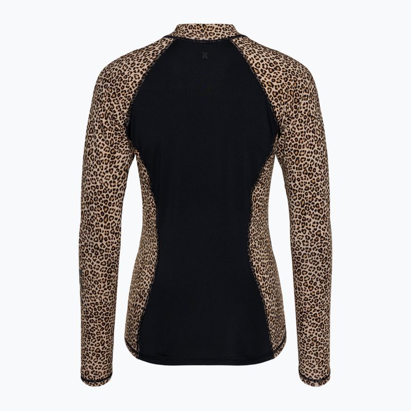 Longsleeve na plávanie dámsky Hurley Leopard Zip Front brown sugar 2