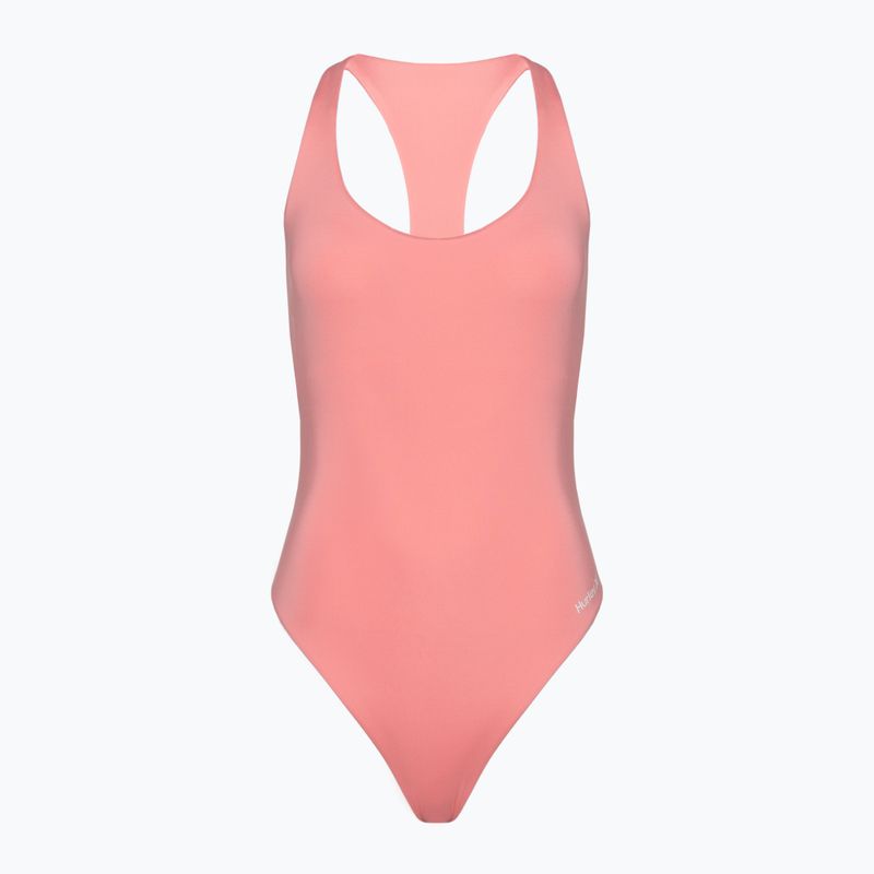 Dámske jednodielne plavky Hurley O&O Solid Racerback Moderate One Piece pacific pink