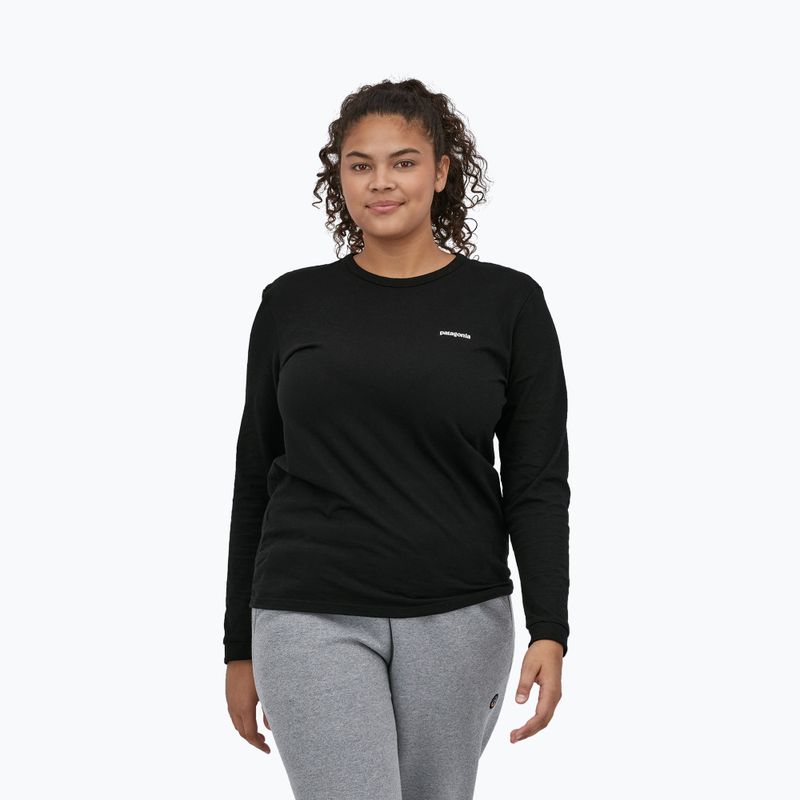 Dámske tričko longsleeve Patagonia P-6 Logo Responsibili-Tee black