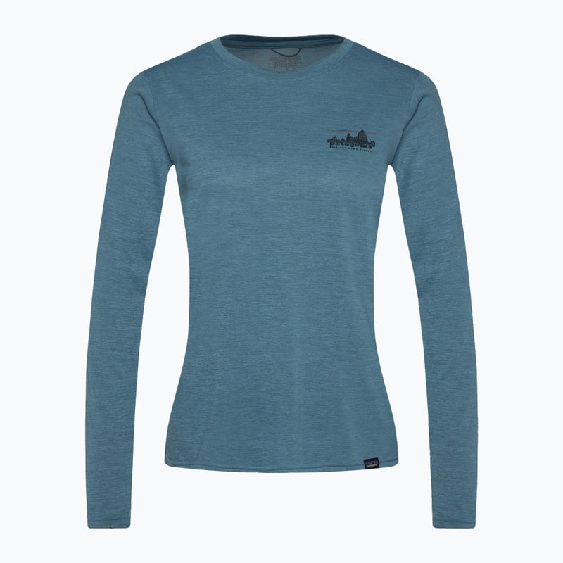 Dámske grafické tričko Patagonia Cap Cool Daily 73 skyline/light plume grey x-dye longsleeve 3