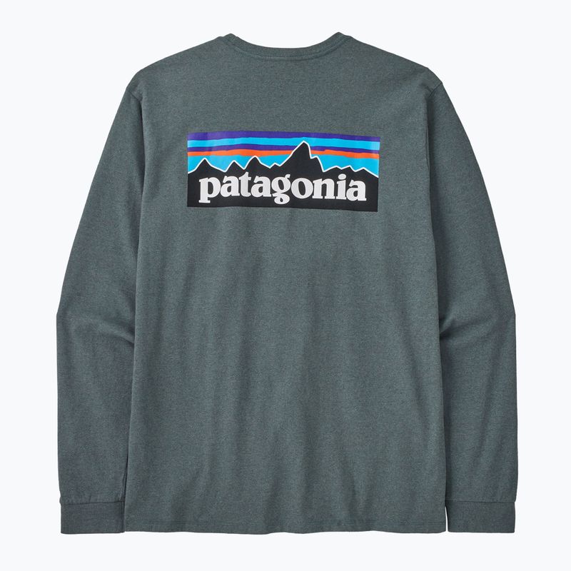 Pánske trekingové tričko s dlhým rukávom Patagonia P-6 Logo Responsibili nouveau green 5