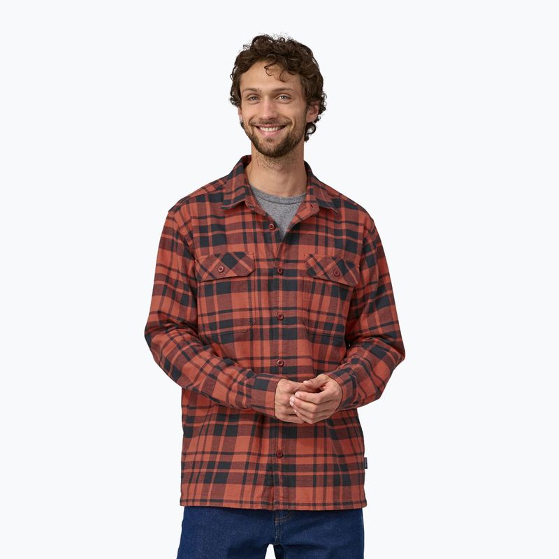 Pánska košeľa Patagonia Organic Cotton MW Fjord Flannel ice caps/burl red
