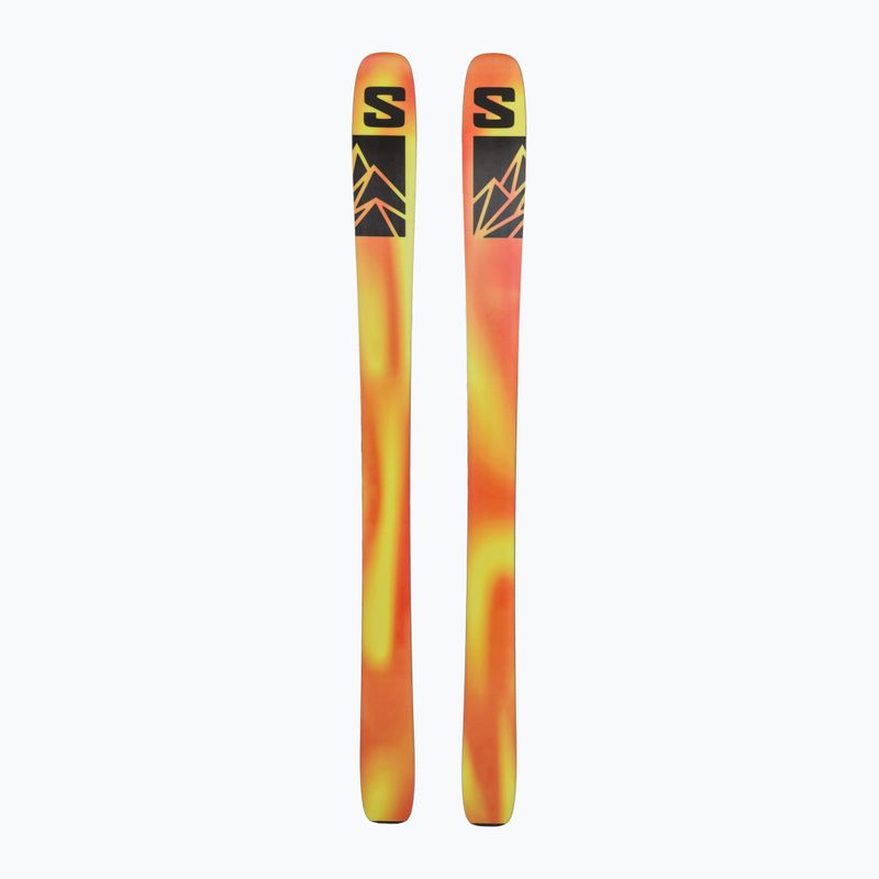 Salomon QST 106 + Skins sweet lavender/flame orange zjazdové lyže 2