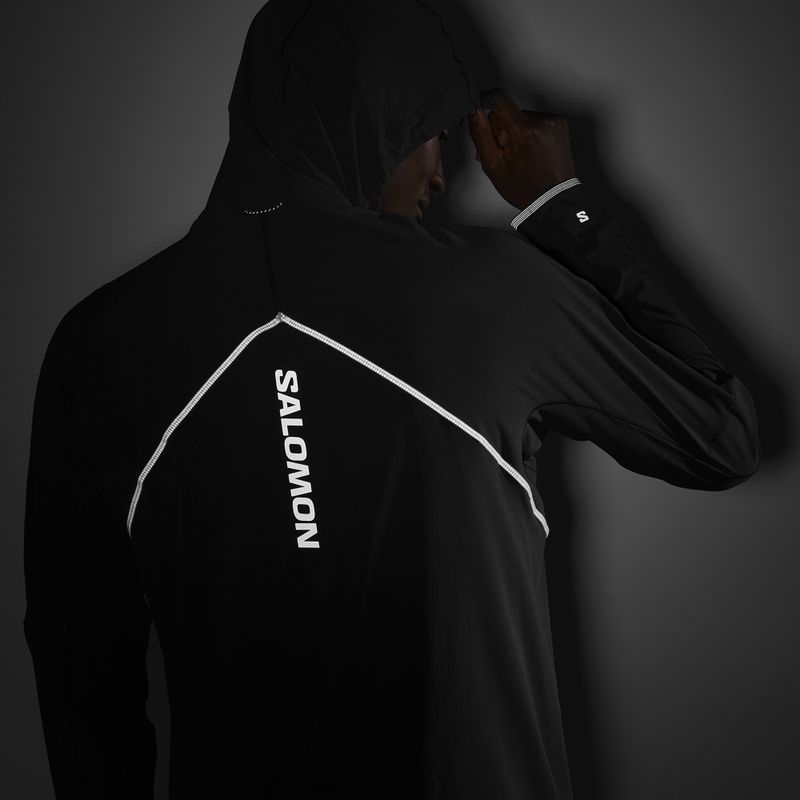 Pánska bežecká mikina Salomon Sense Aero Hybrid Half Zip Hooded deep black 6