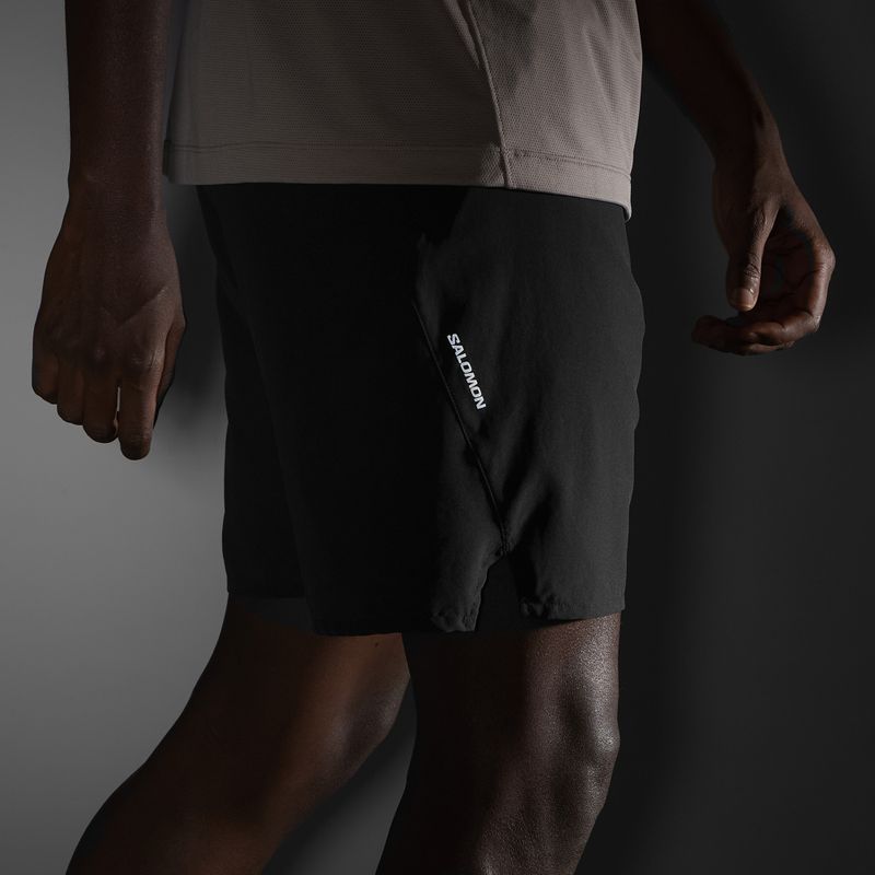 Pánske bežecké šortky Salomon Shakeout Core 2IN1 7" deep black 5