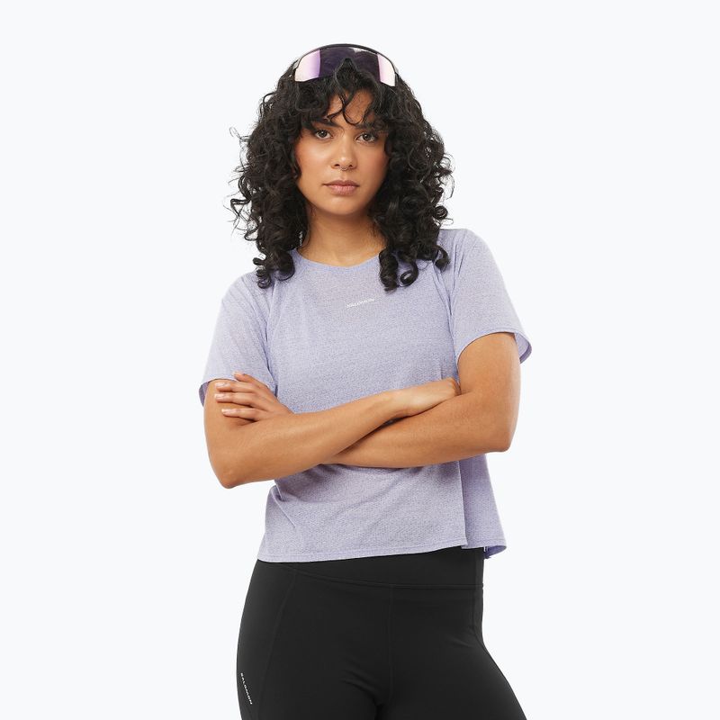 Dámske bežecké tričko Salomon SHAKEout Air Crop SS Tee cosmic sky