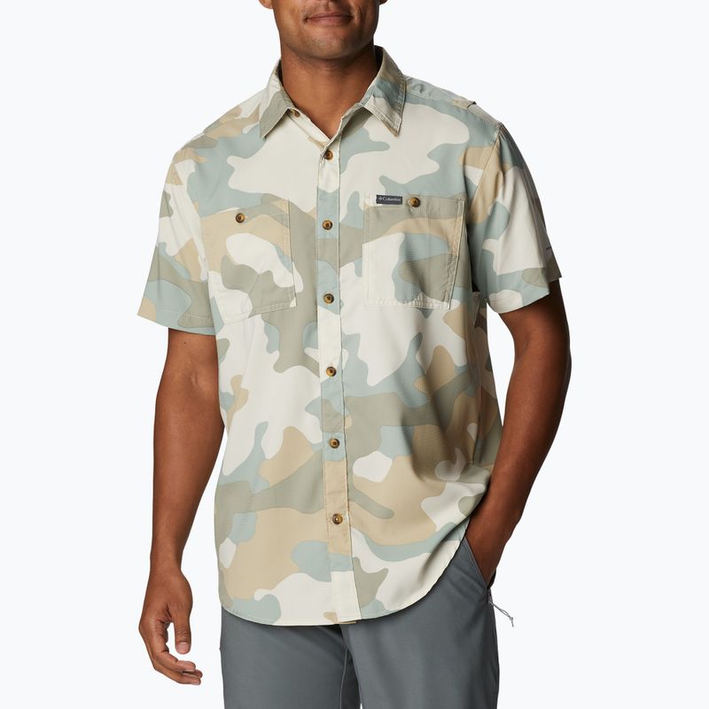Columbia pánske trekingové tričko Utilizer Printed Woven SS Niagara Mod Camo 1990825