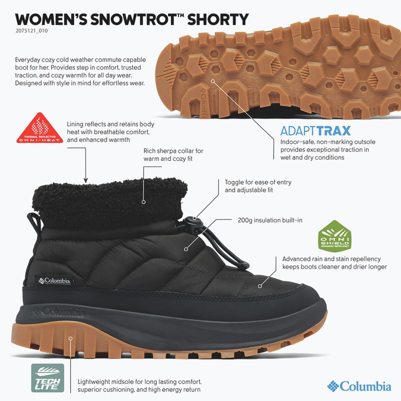Dámske snehule Columbia Snowtrot Shorty black/sea salt 8