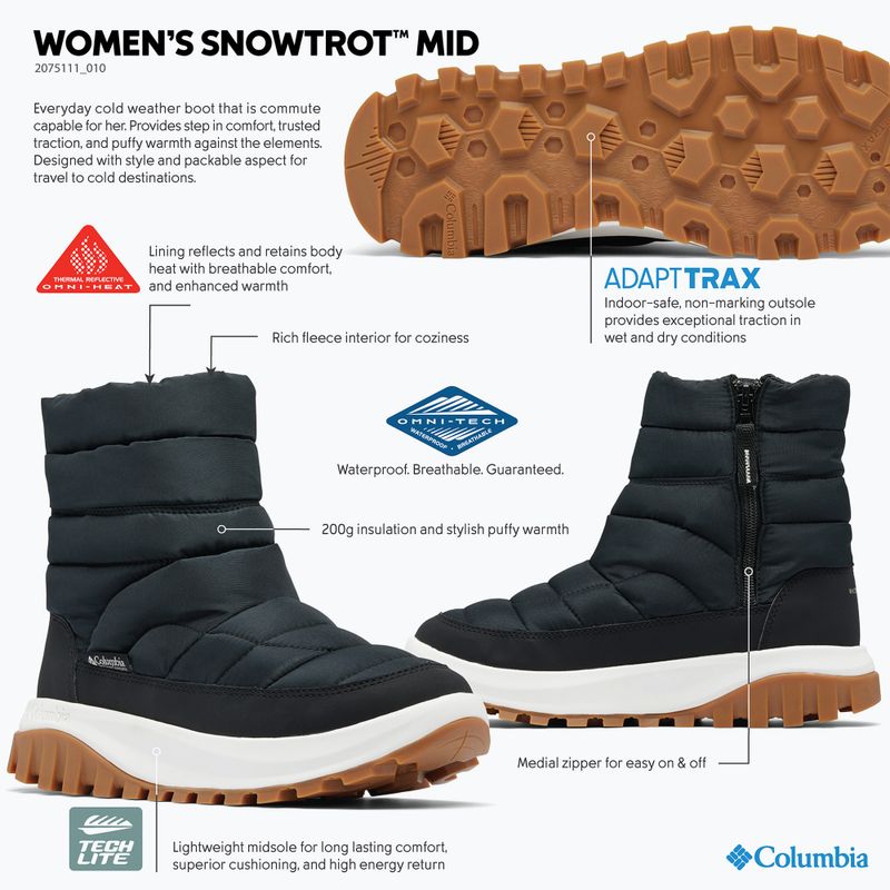 Dámske snehule Columbia Snowtrot Mid black/sea salt 10