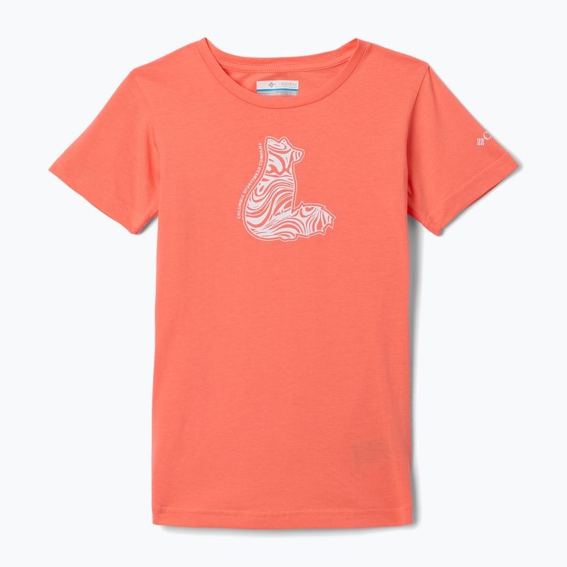 Detské trekingové tričko Columbia Mission Lake Graphic hot coral/foxy swirl