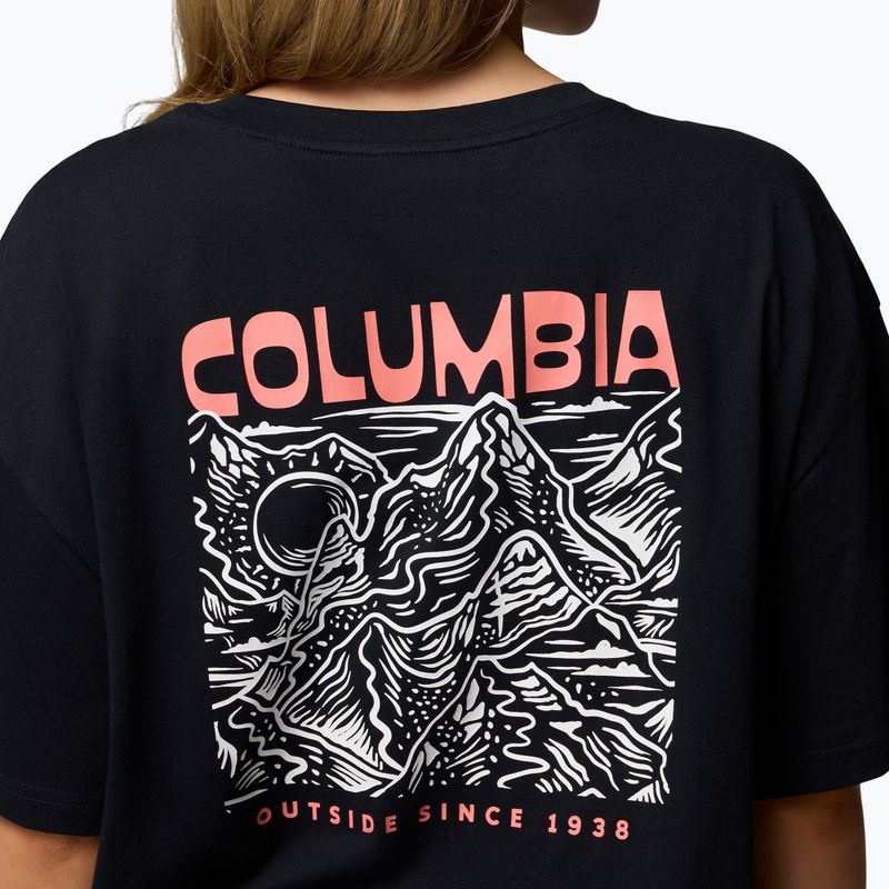 Dámske trekingové tričko Columbia Rolling Bend Graphic Oversized Tee Black/Mountainview 6