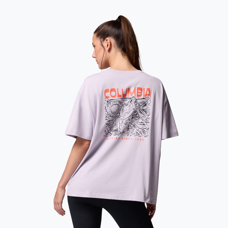 Dámske turistické tričko Columbia Rolling Bend Graphic Oversized Tee lavender pearl/mountainview 3