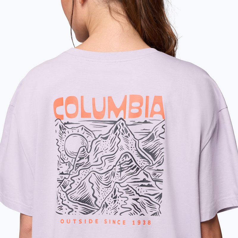 Dámske turistické tričko Columbia Rolling Bend Graphic Oversized Tee lavender pearl/mountainview 6