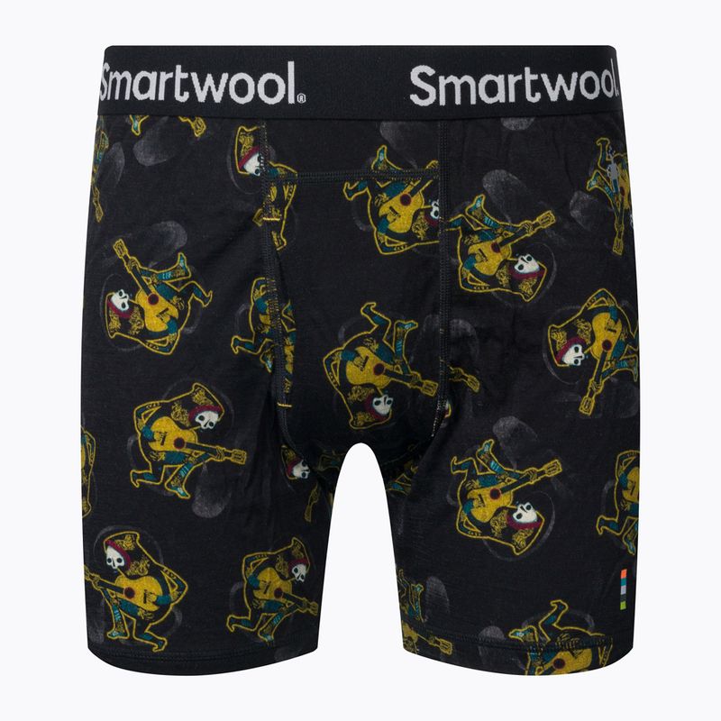 Pánske boxerky Smartwool Merino Print Boxer Brief Boxované termo boxerky čierno-žlté 15151