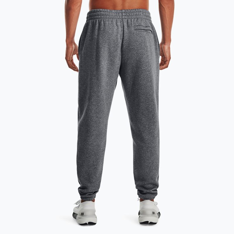 Pánske tréningové nohavice Under Armour Essential Fleece Joggers pitch gray medium heather/white 3