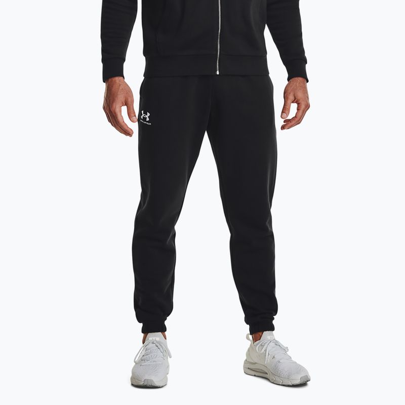 Pánske tréningové nohavice Under Armour Essential Fleece Joggers black/white