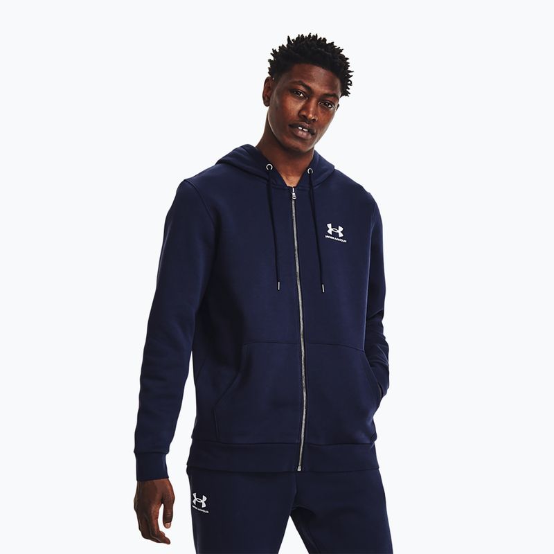 Men's hoodie Under Armour Essential Fleece FZ Hood midnight navy/white