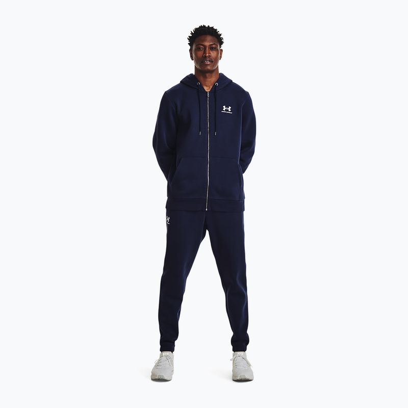 Men's hoodie Under Armour Essential Fleece FZ Hood midnight navy/white 2