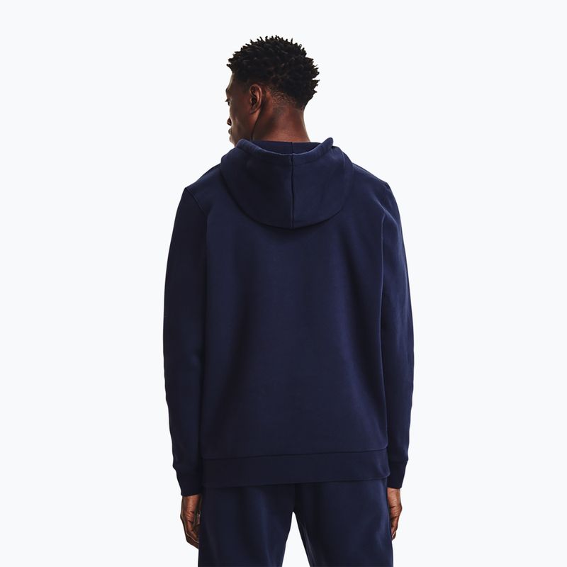 Men's hoodie Under Armour Essential Fleece FZ Hood midnight navy/white 3