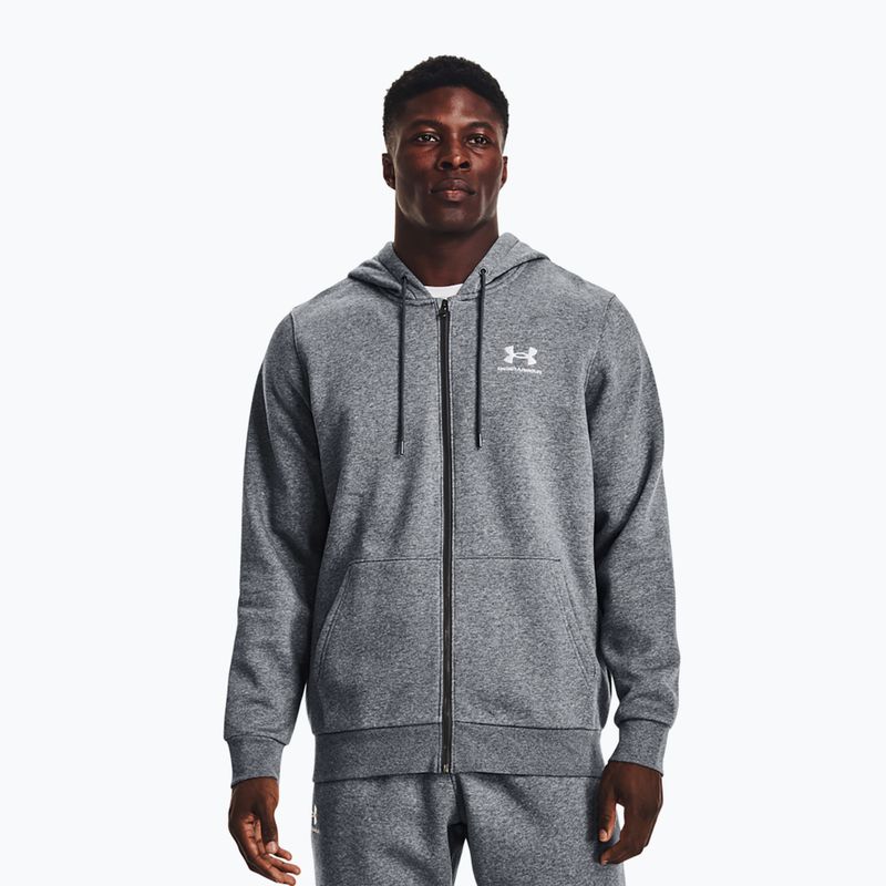 Pánska mikina Under Armour Essential Fleece Full Zip Hood Training Sweatshirt Grey 1373881