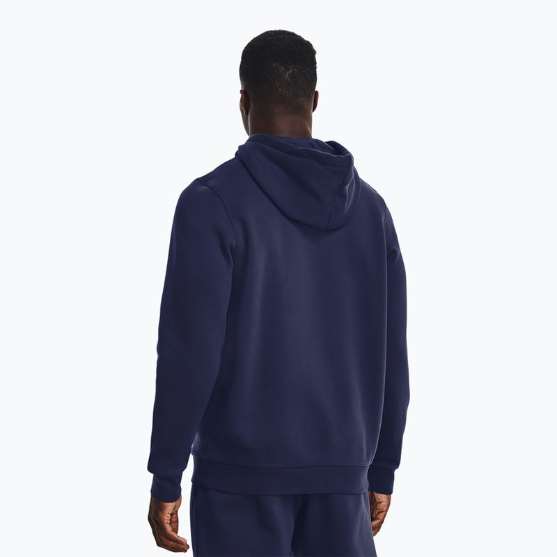 Pánska mikina Under Armour Essential Fleece Hoodie midnight navy/white 3