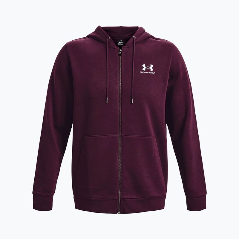 Pánska tréningová mikina Under Armour Essential Fleece Full Zip Hood bordová 1373881