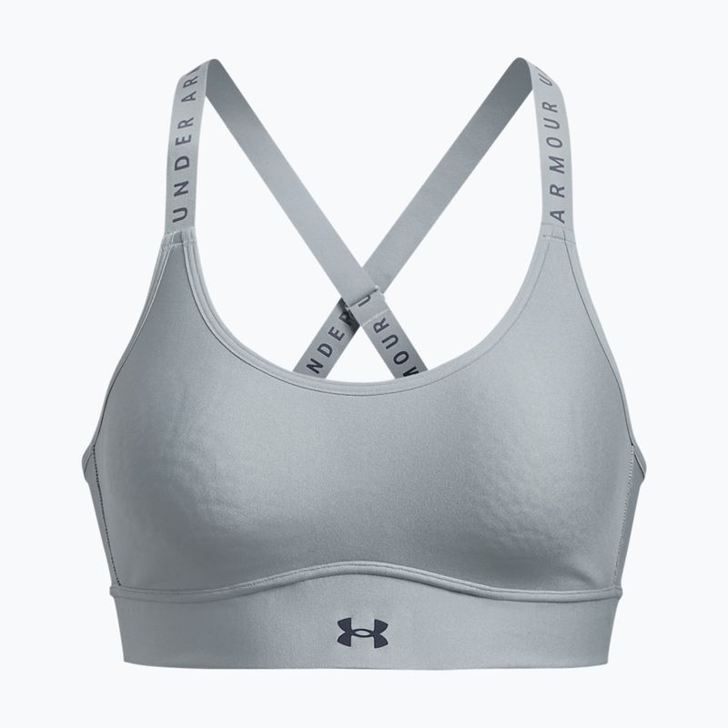 Under Armour Infinity Covered Mid šedá fitness podprsenka 1363353-465