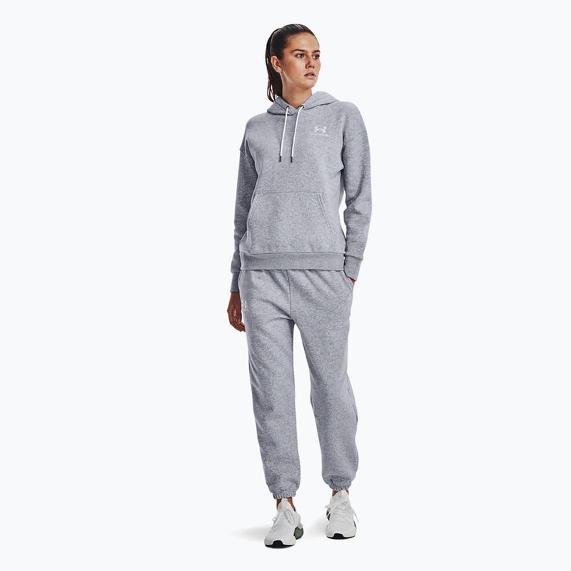 Dámske tréningové nohavice Under Armour Essential Fleece Joggers mod gray light heather/white 2