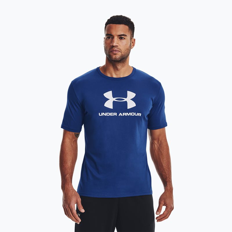 Pánske tréningové tričko Under Armour Sportstyle Logo SS modré 1329590-471