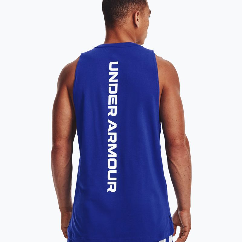 Under Armour Baseline Cotton Tank pánske basketbalové tričko modré 1361901 2