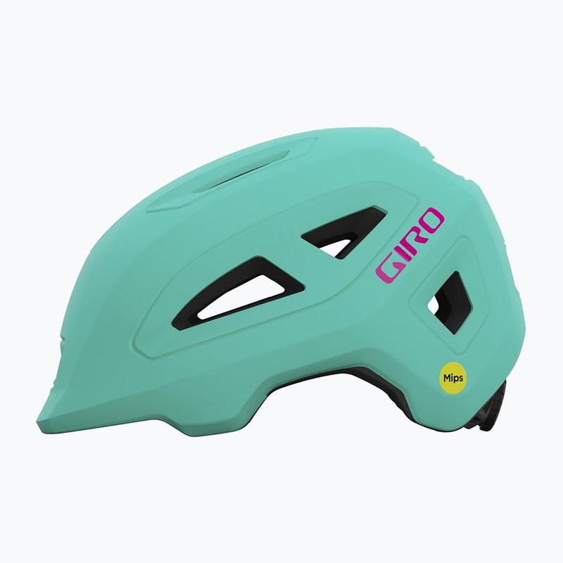 Detská cyklistická prilba Giro Scamp II Integrated MIPS matná kričiaca teal/jasne ružová 2