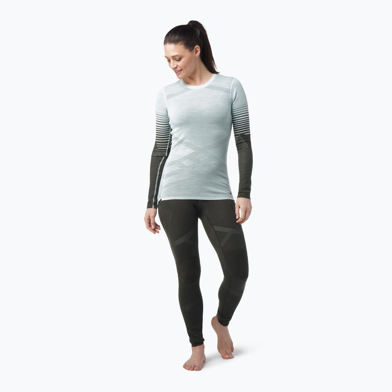 Dámske termo tričko Smartwool Intraknit Thermal Merino Base Layer Pattern Crew tyrkysová 16412 2