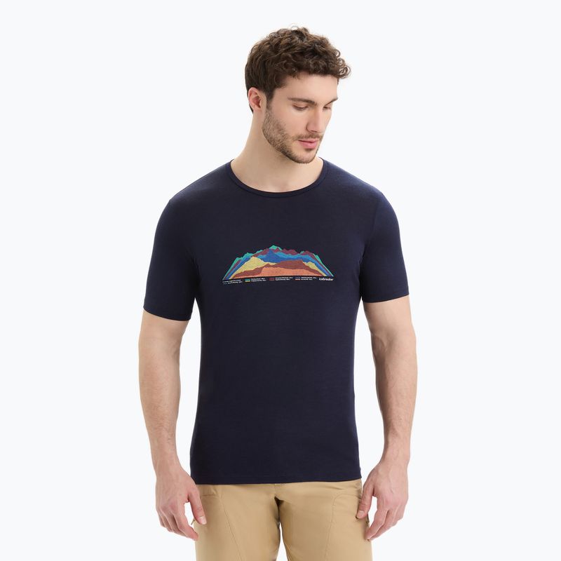 Pánske termo tričko Icebreaker Tech Lite II 7 Mountain Tops navy blue IB0A56VE4011