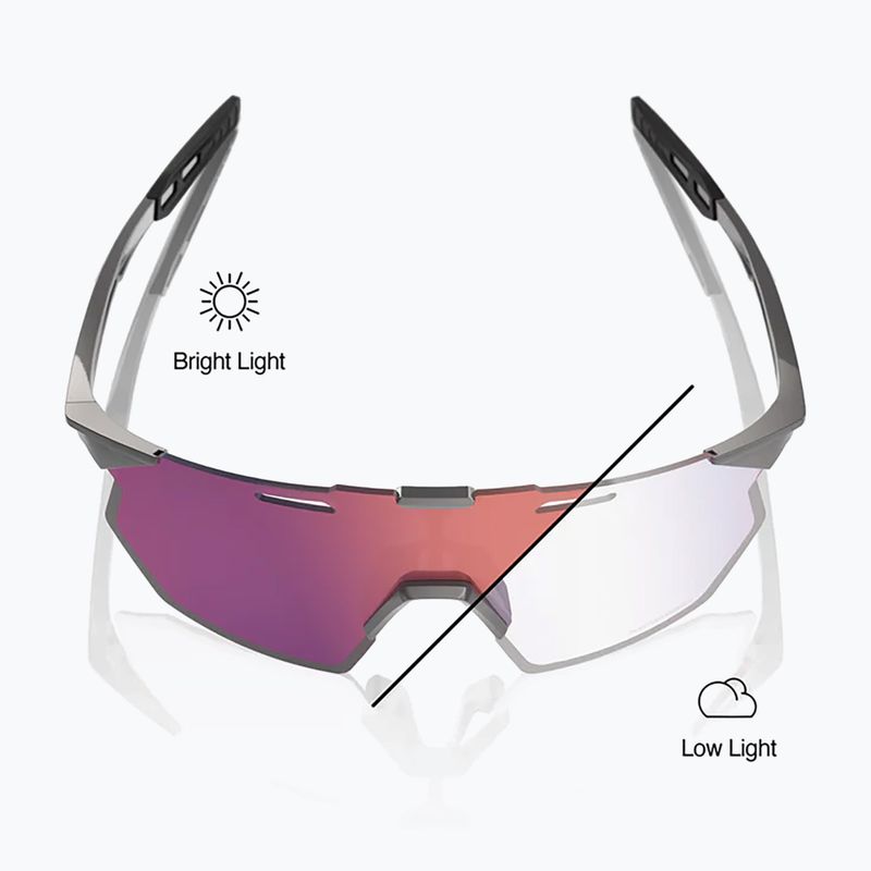 Slnečné okuliare 100% Hypercraft SQ gloss light grey/rose gold mirror photochromic 3