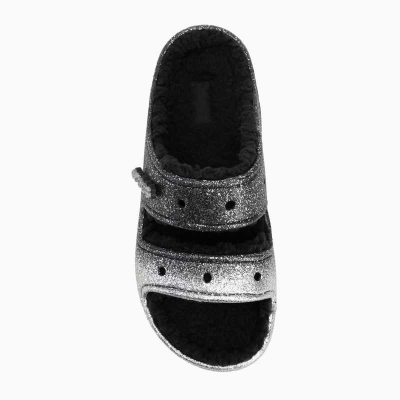 Crocs Classic Cozzzy Glitter Sandal black/silver žabky 5