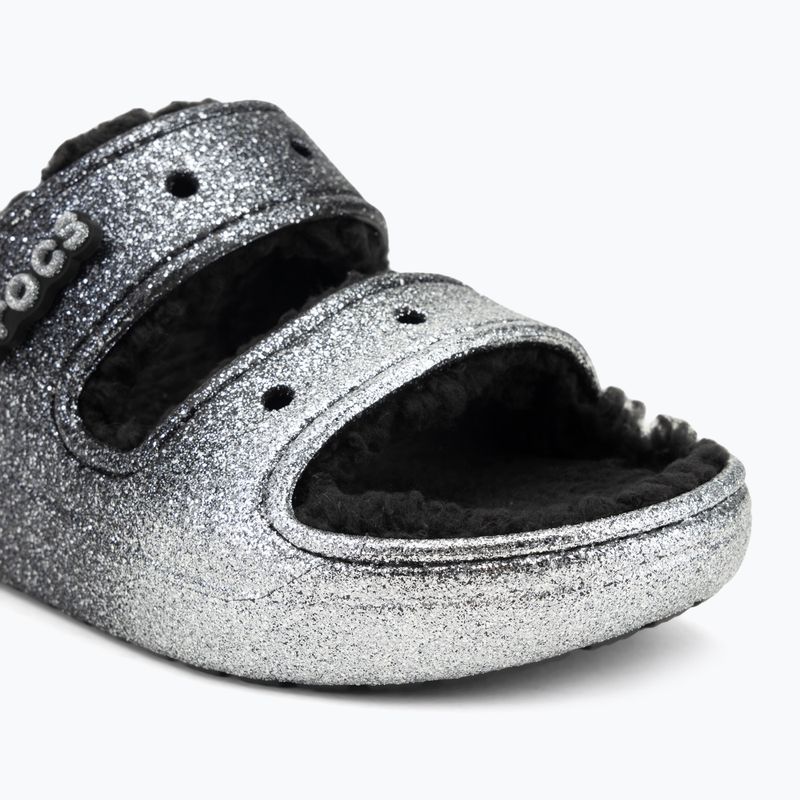 Crocs Classic Cozzzy Glitter Sandal black/silver žabky 7