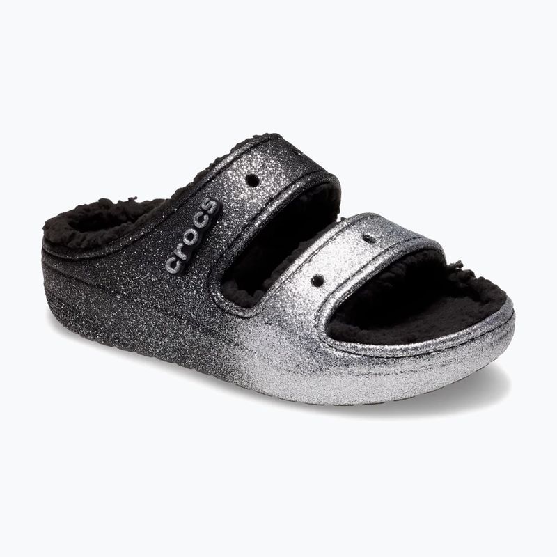 Crocs Classic Cozzzy Glitter Sandal black/silver žabky 8