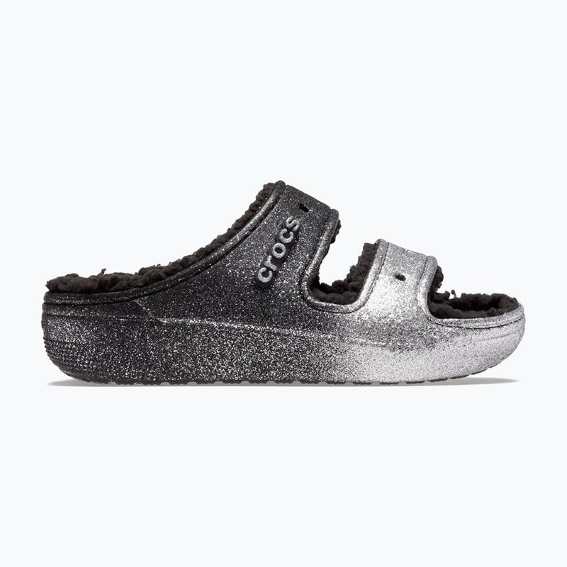 Crocs Classic Cozzzy Glitter Sandal black/silver žabky 9