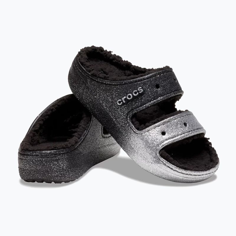 Crocs Classic Cozzzy Glitter Sandal black/silver žabky 10