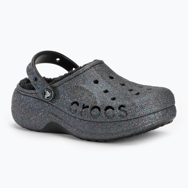 Dámske šľapky Crocs Baya Platform Lined Glitter Clog black giltter 2